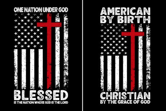American Flag with a Christian Cross Graphics for Print Templates