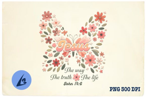 Butterfly Christian Jesus Floral Graphics for Crafts