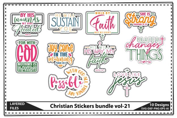 Christian Stickers Bundle Vol-21: Graphics for Crafts & Digital Product Sellers