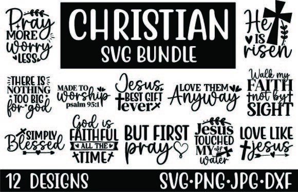 Christian SVG Bundle 12 Designs – Graphics for Crafts & Digital Selling