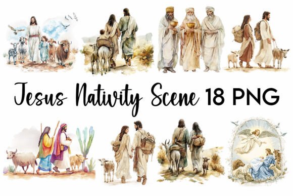 Christmas Nativity Scene Jesus PNG: A Festive Illustration for Local Business Branding