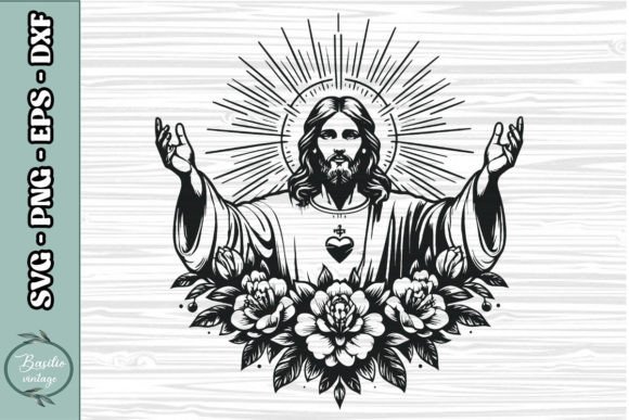 Floral Jesus SVG Clipart 19 for Crafts & Graphics