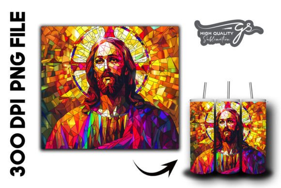 h1Stained Glass Jesus Tumbler Wrap 38 Graphics for Faith-Based Backgrounds and Digital Design Sellers/h1