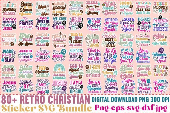 Introducing the Mega Retro Christian Sticker SVG Bundle: Graphics for Faith-Based Crafts & Content