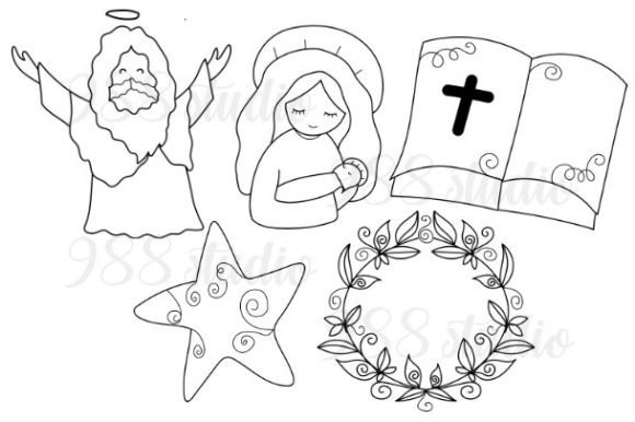 Mary Jesus Christ Religious Drawing SVG for Branding & Marketing