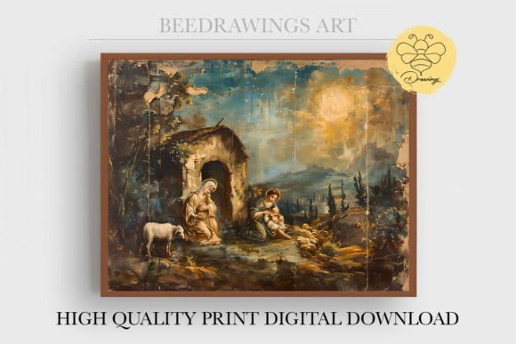 Oil Painting Jesus Wall Art 05 – A Versatile Graphic for Faith-Based Crafts & Printables