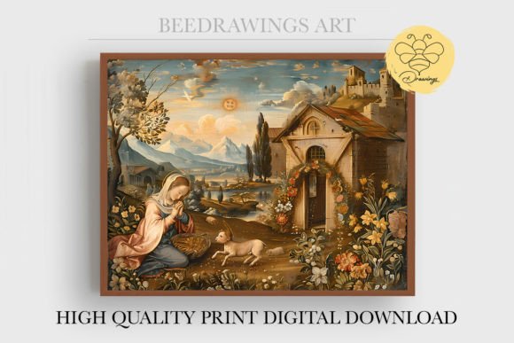 Oil Painting Jesus Wall Art 15 – Faith-Inspired Graphics for Creative Sellers