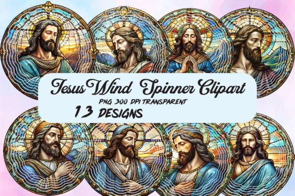 Stained Glass Jesus Sublimation Art – Elegant Graphics for Faith-Based Crafts